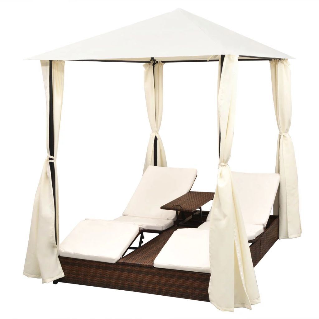 Double Sun Lounger with Curtains