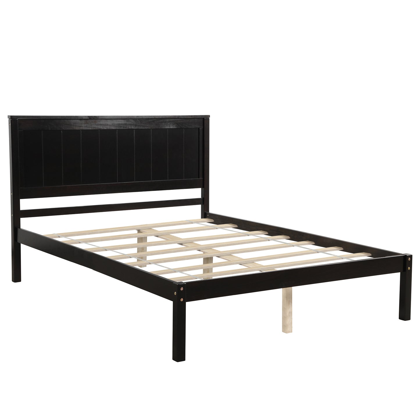 Platform Bed Frame with Headboard and Wood Slat Support