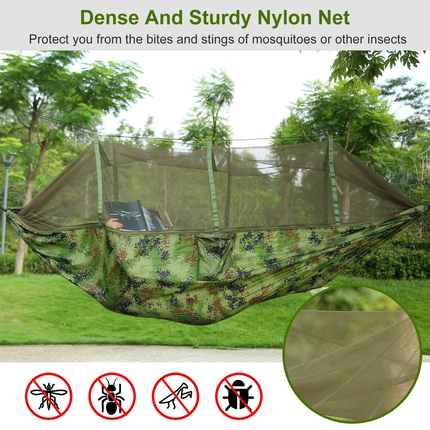 600lbs Load 2 Persons Hammock with Mosquito Net