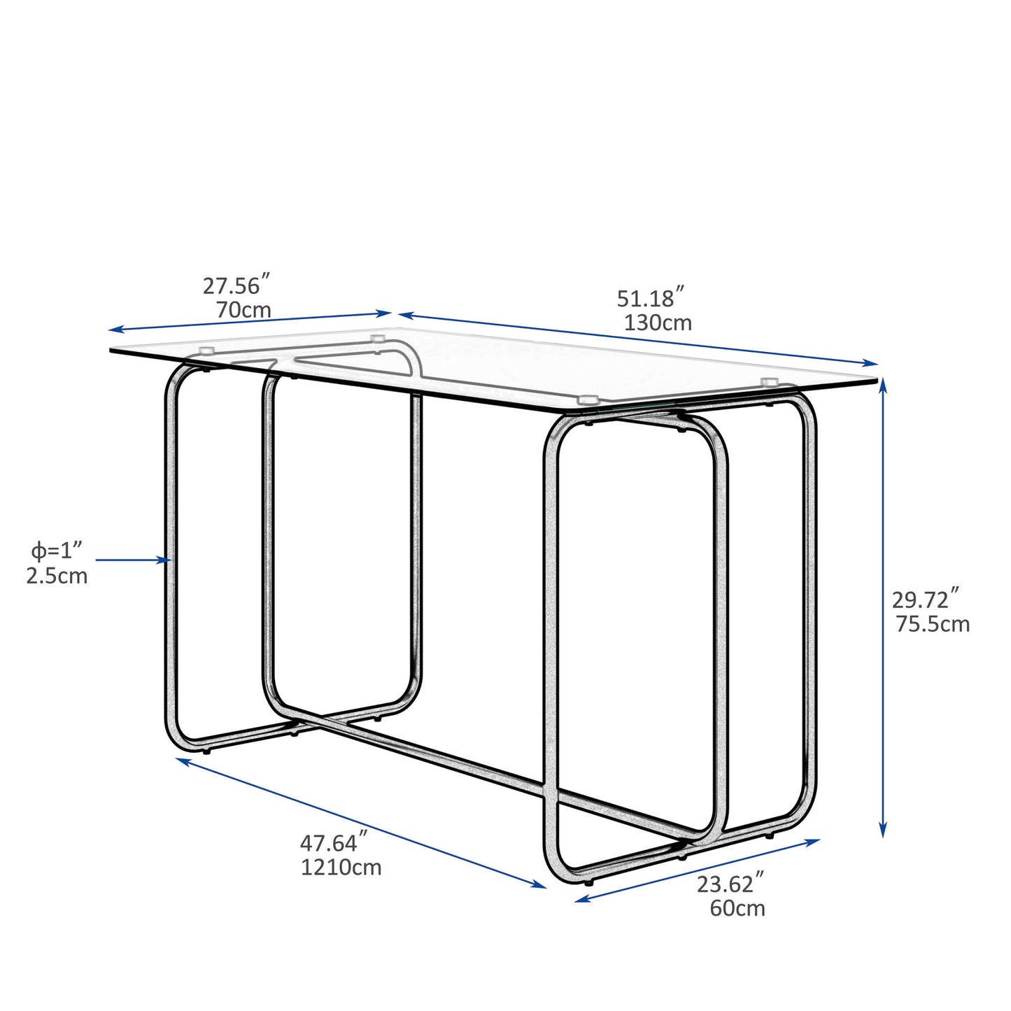 5-piece Rectangle Dining Table w/ Tempered Glass