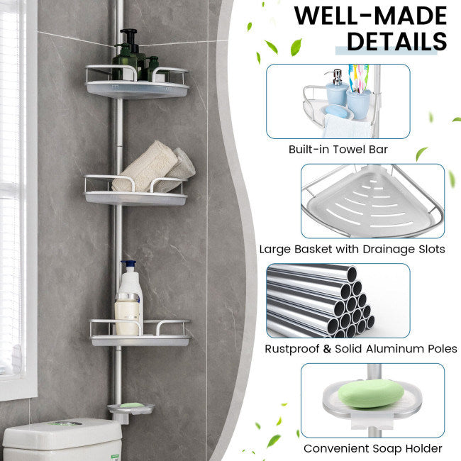 4-Tier Tension Corner Shower Caddy