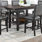 Dark Coffee Finish dining table w 2x Storage Shelves