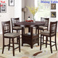 Dining Table w Shelve and Solid wood Dark Rosy Brown Finish