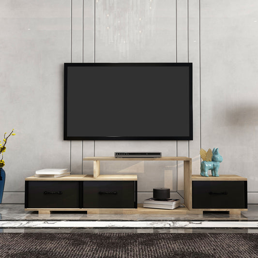 wood grain and black  TV Cabinet