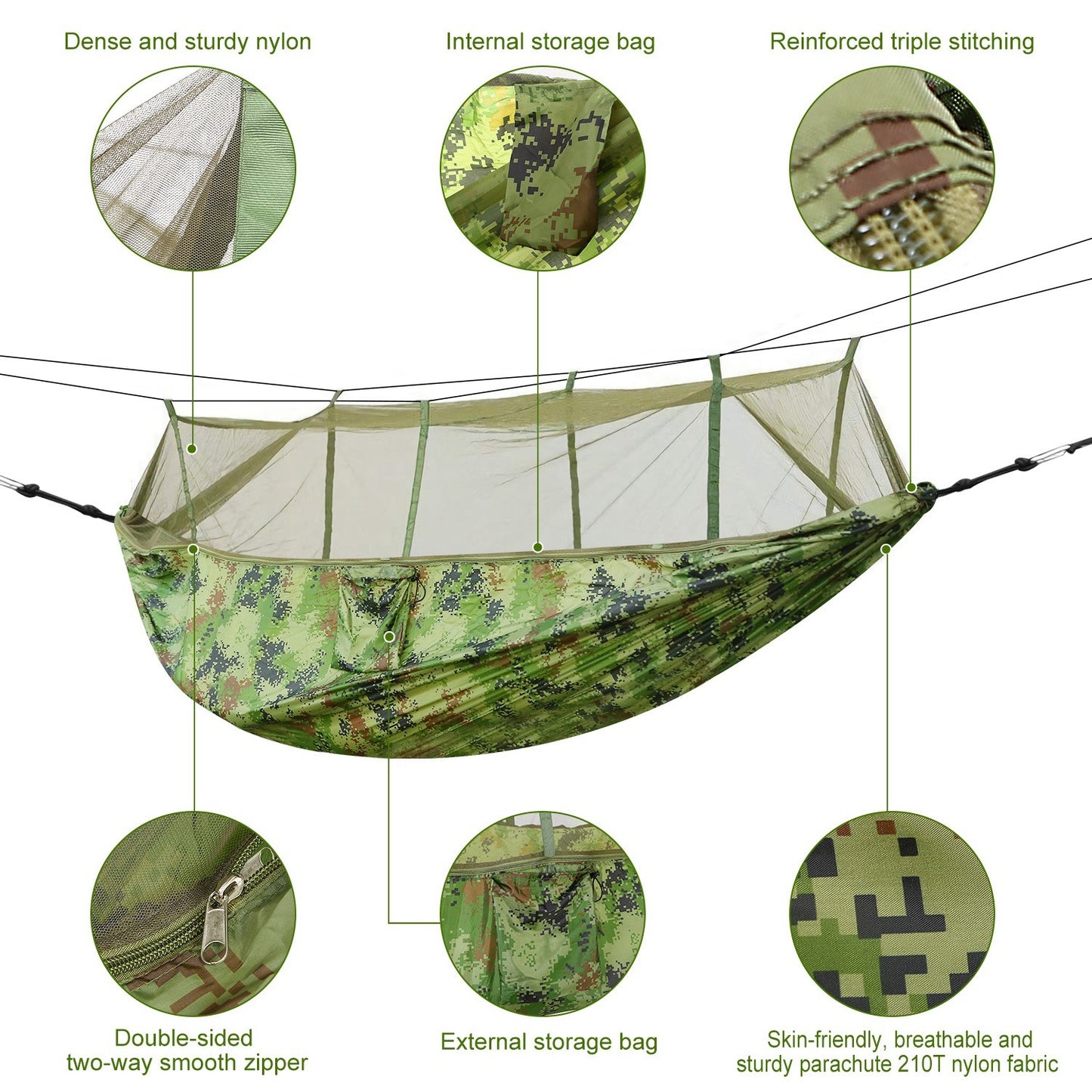 600lbs Load 2 Persons Hammock with Mosquito Net