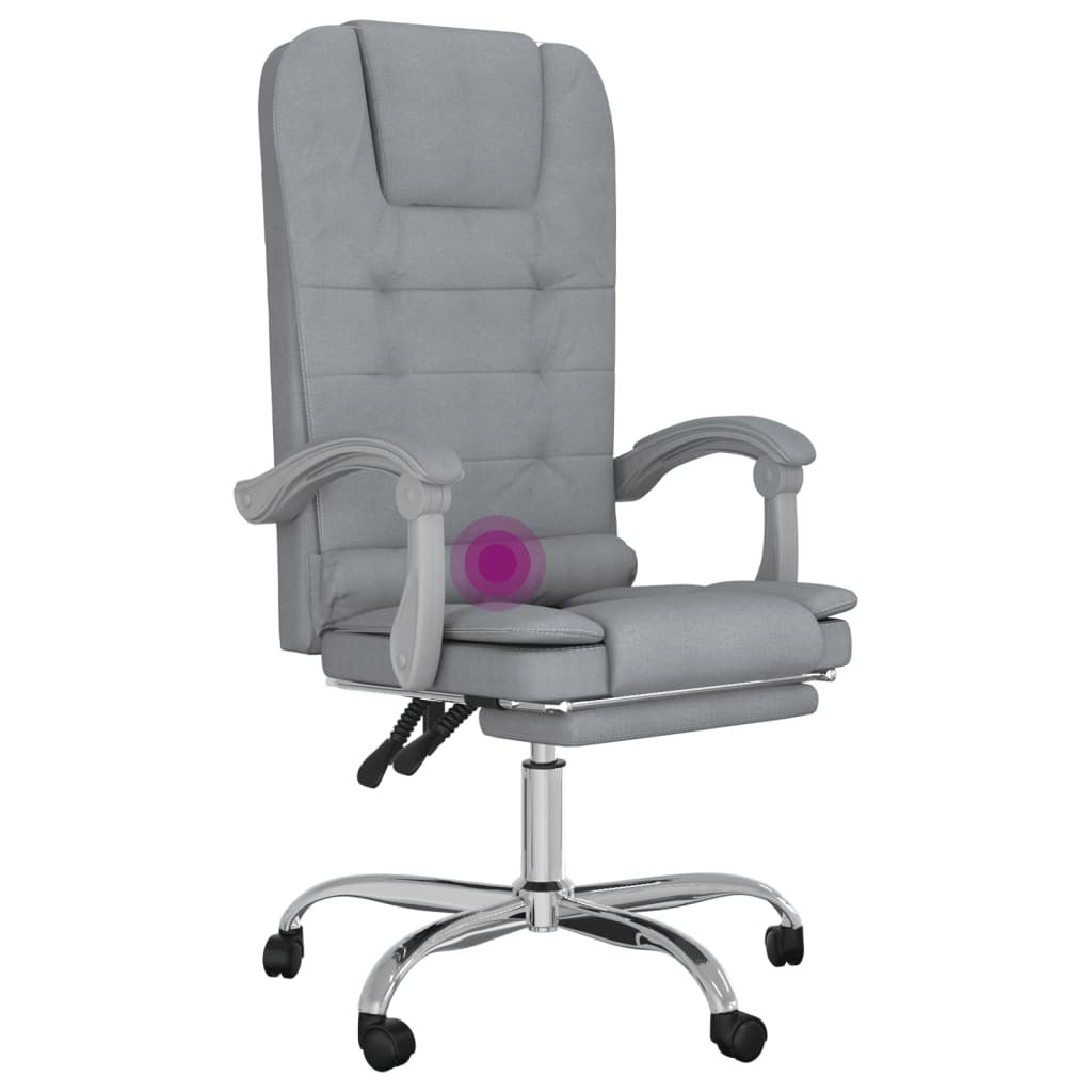 Massage Reclining Office Chair Light Gray Fabric