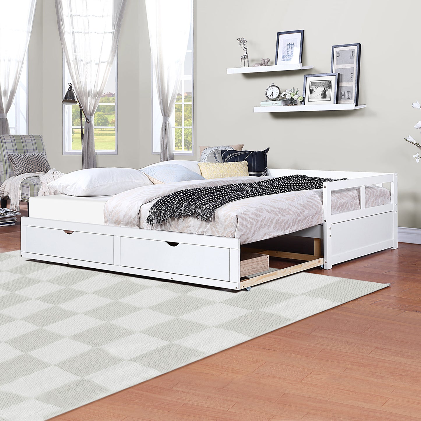 Wooden Kingsize Daybed with Trundle