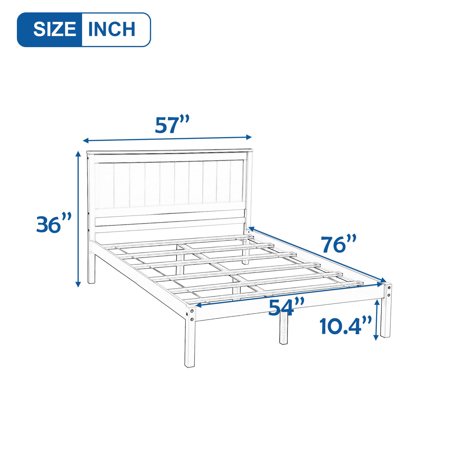 Platform Bed Frame with Headboard and Wood Slat Support