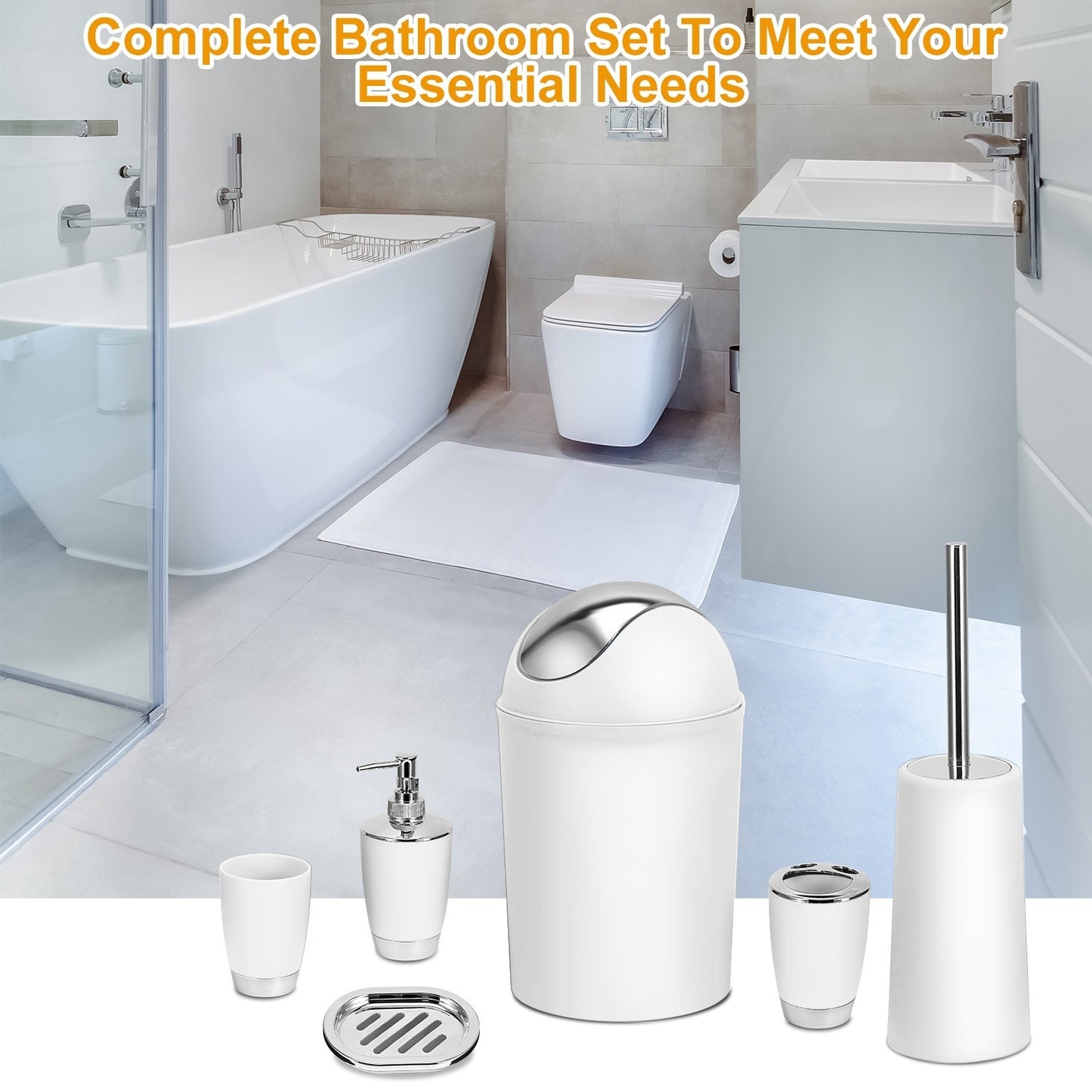 6 Pcs Bathroom Set