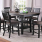 Dark Coffee Finish dining table w 2x Storage Shelves