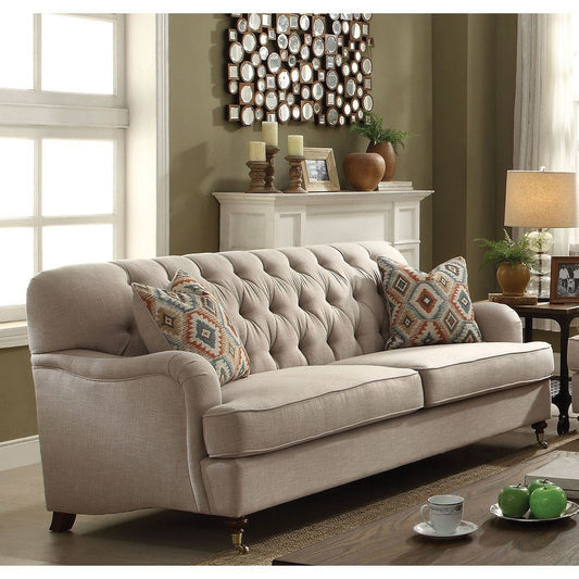 Alianza Sofa w/2 Pillows in Beige Fabric