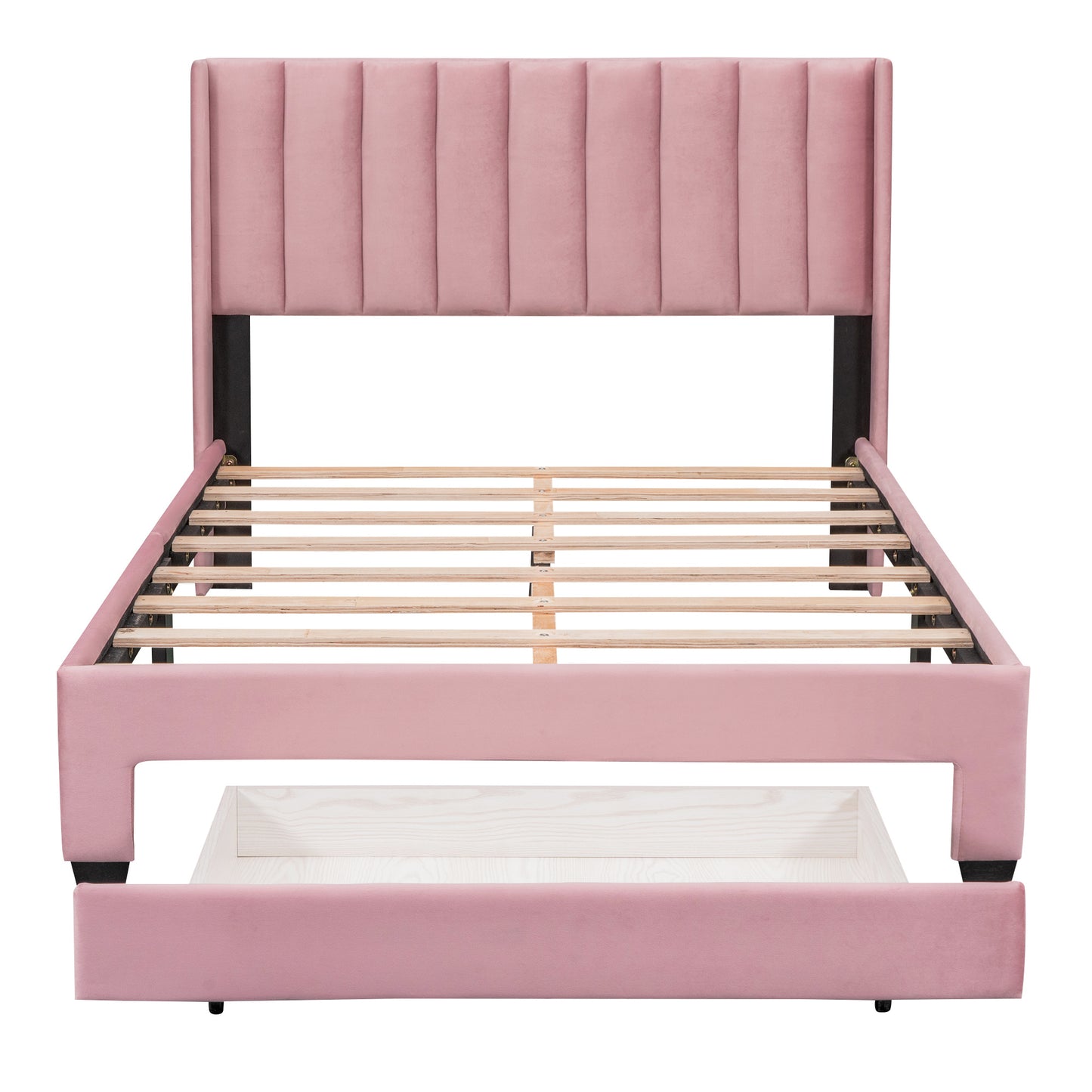 Full Size Storage Bed Velvet  Pink