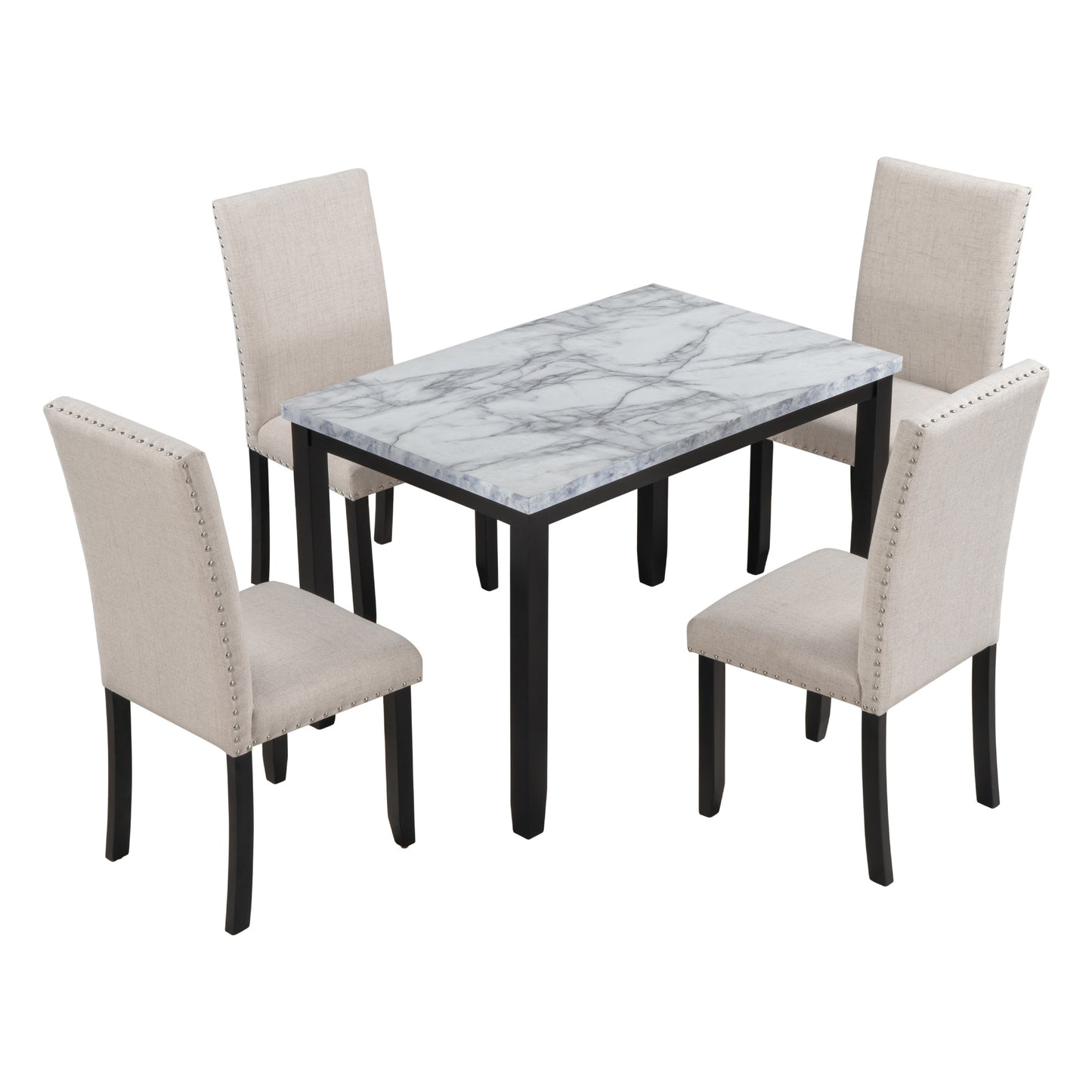 Faux Marble 5-Piece Dining Set