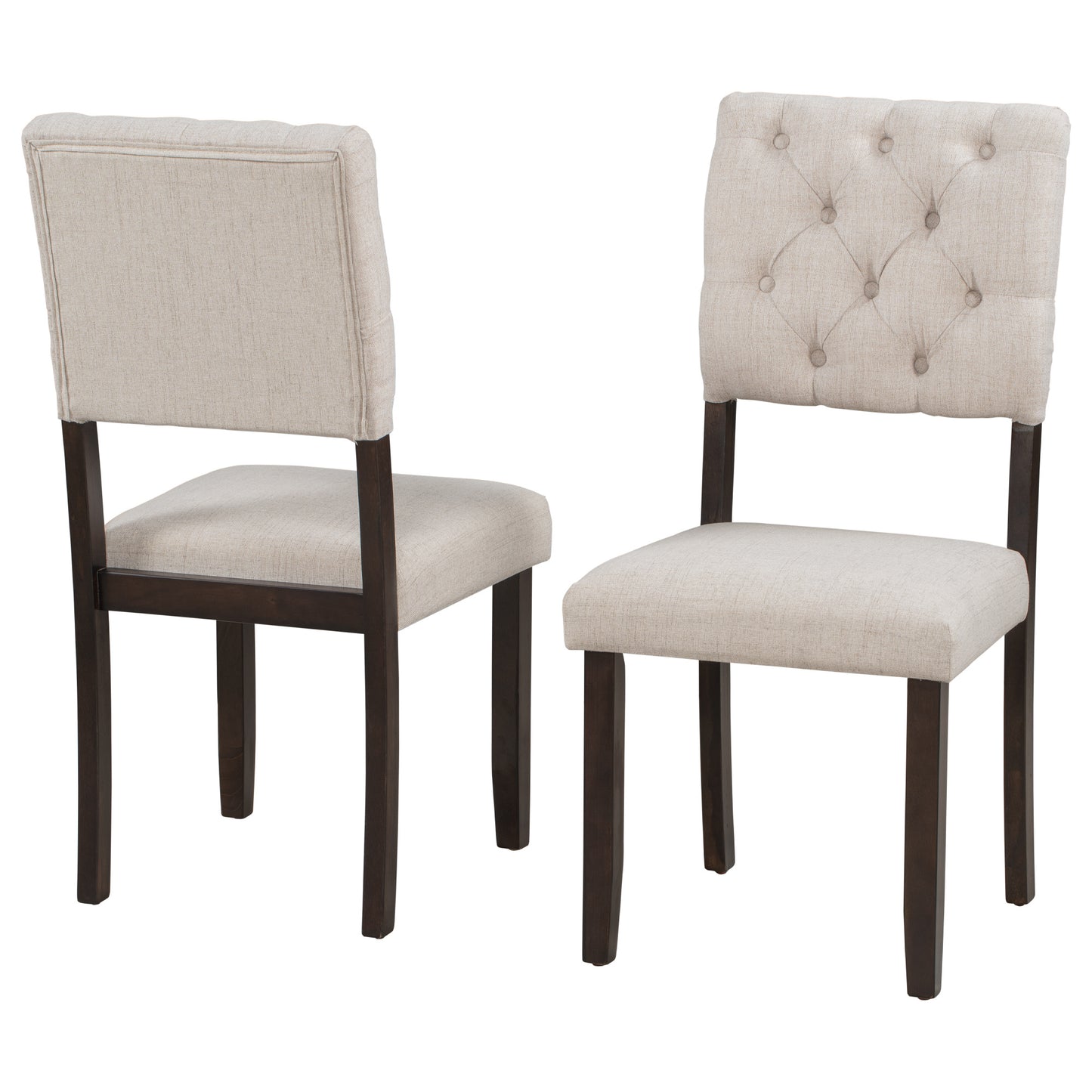 Dining Table and Chair Set with Special-shaped Legs and Foam-covered Seat Backs & Cushions