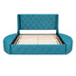 Queen Velvet Bed 1 Big Drawer; 2 Side Storage Stool