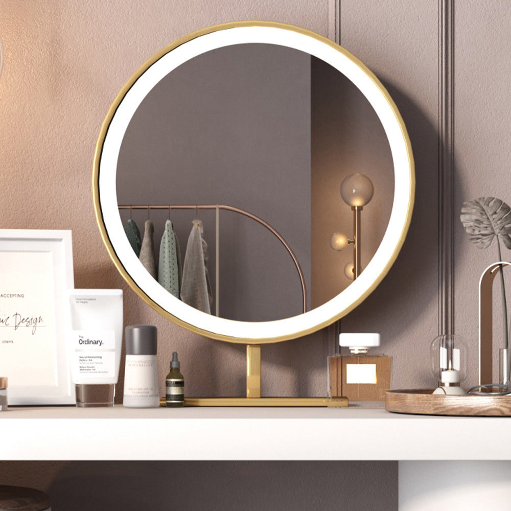 Modern Makeup Vanity Table With LED Lighted Mirror