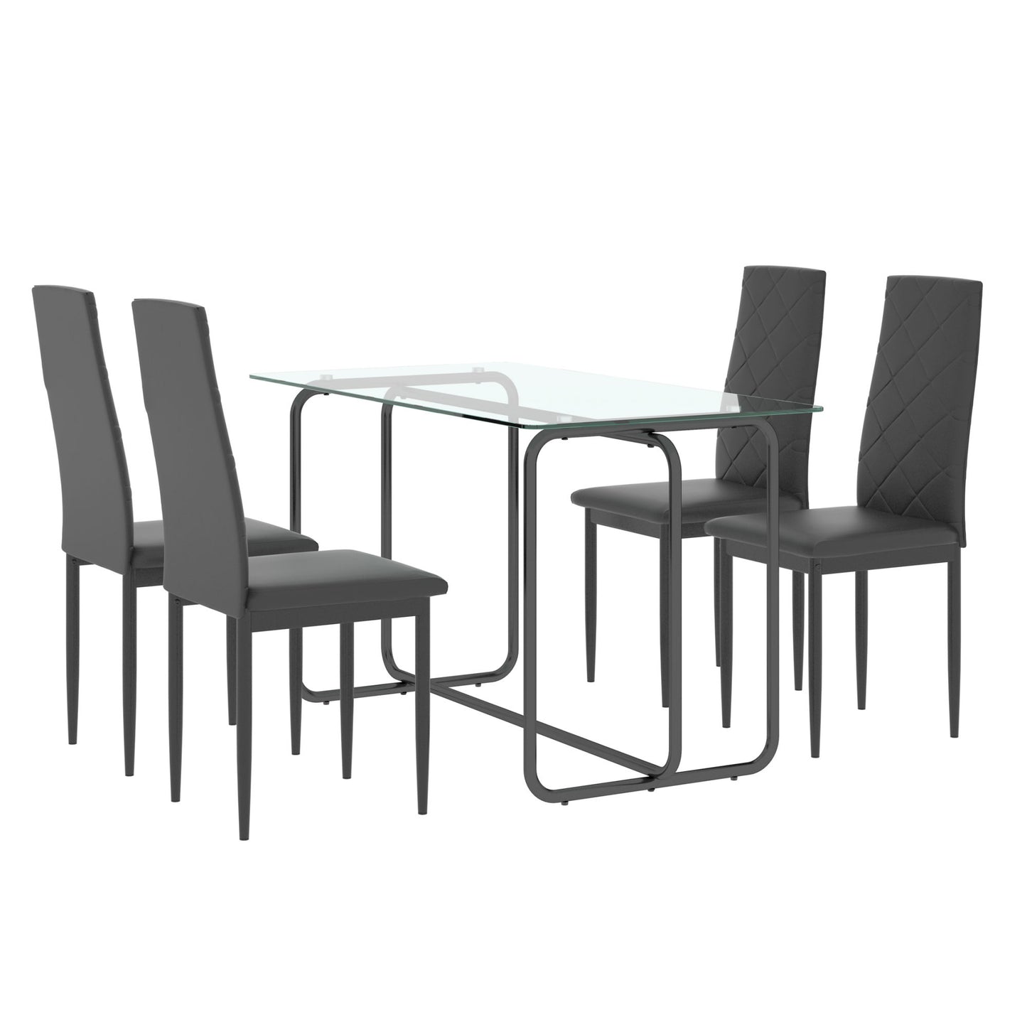 5-piece Rectangle Dining Table w/ Tempered Glass