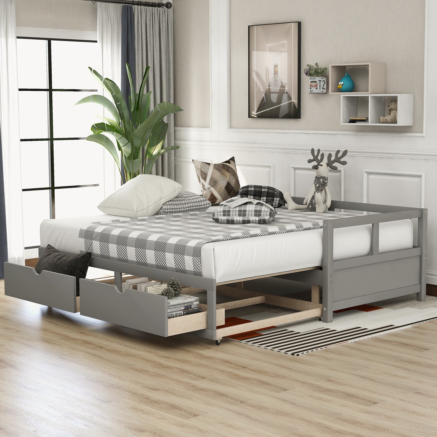 Wooden Kingsize Daybed with Trundle