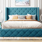 Queen Velvet Bed 1 Big Drawer; 2 Side Storage Stool