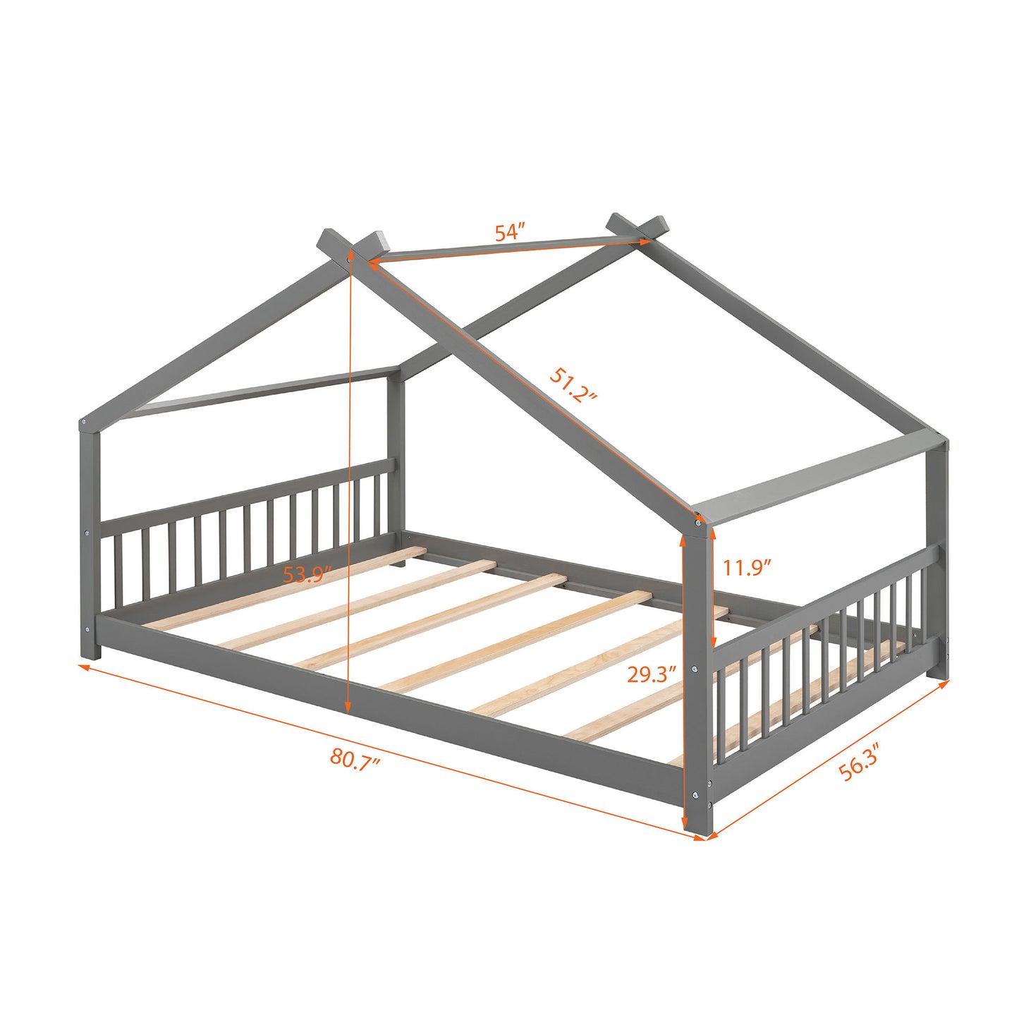 Full Size  Bed Wood frame; Gray