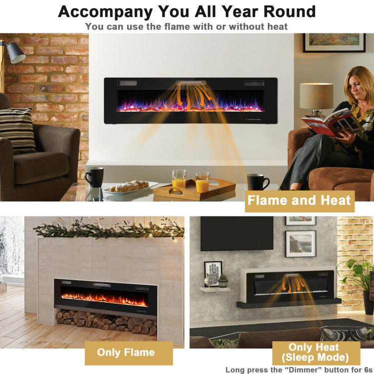 68 Inch Ultra-Thin Electric Fireplace