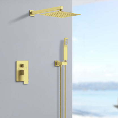 Brushed Gold Finish combo 12" Rainfall Shower Head+ hand