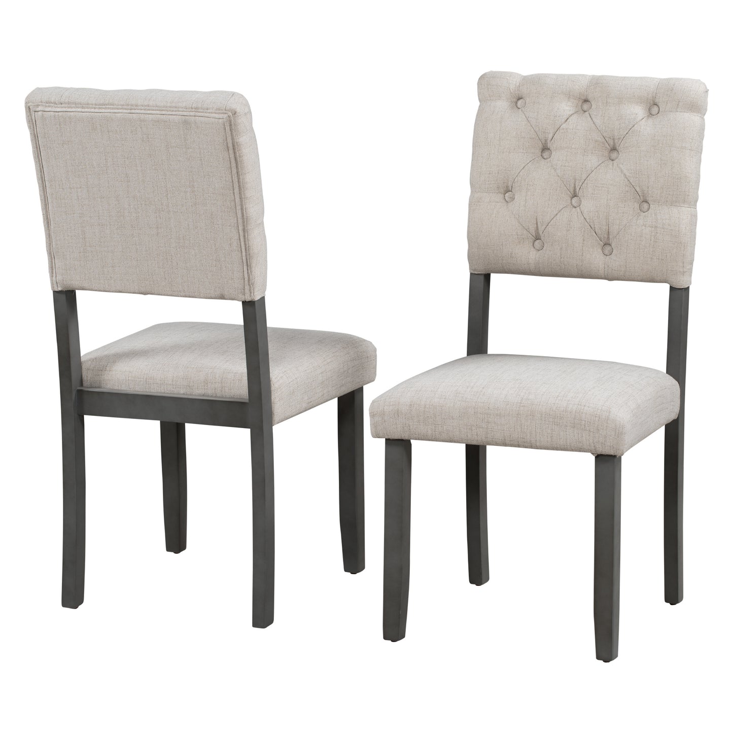 Dining Table and Chair Set with Special-shaped Legs and Foam-covered Seat Backs & Cushions