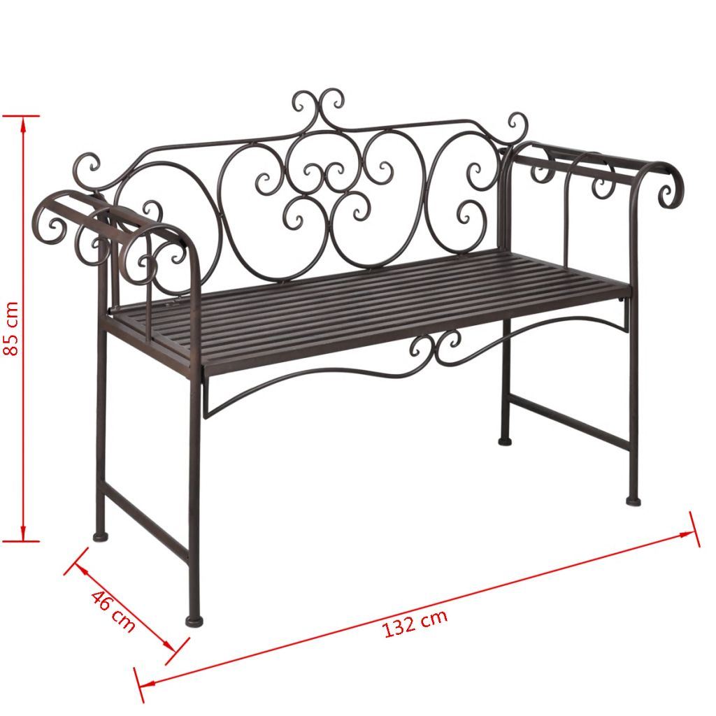 Garden Bench 52' Steel Antique Brown