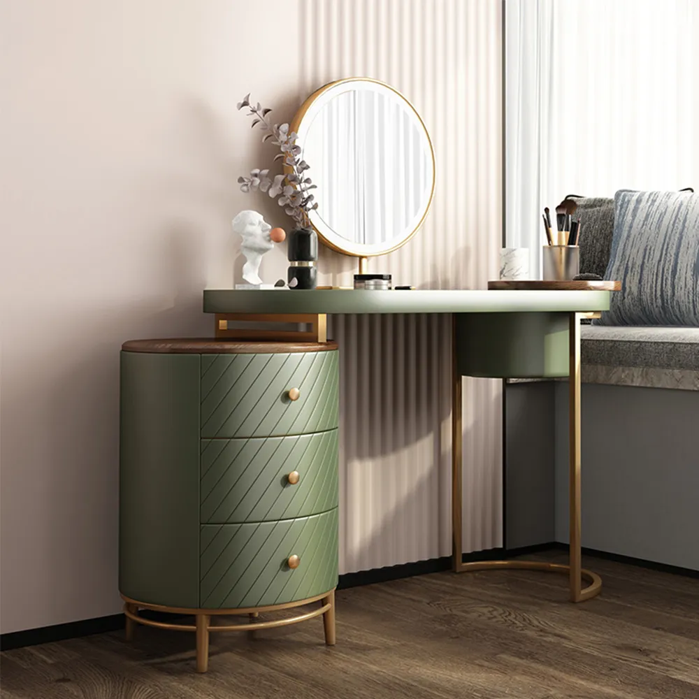 Modern Makeup Vanity Table With LED Lighted Mirror