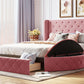 Queen Velvet Bed 1 Big Drawer; 2 Side Storage Stool