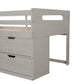 Twin size Loft Bed with Two Shelves and Two drawers (Antique Gray)