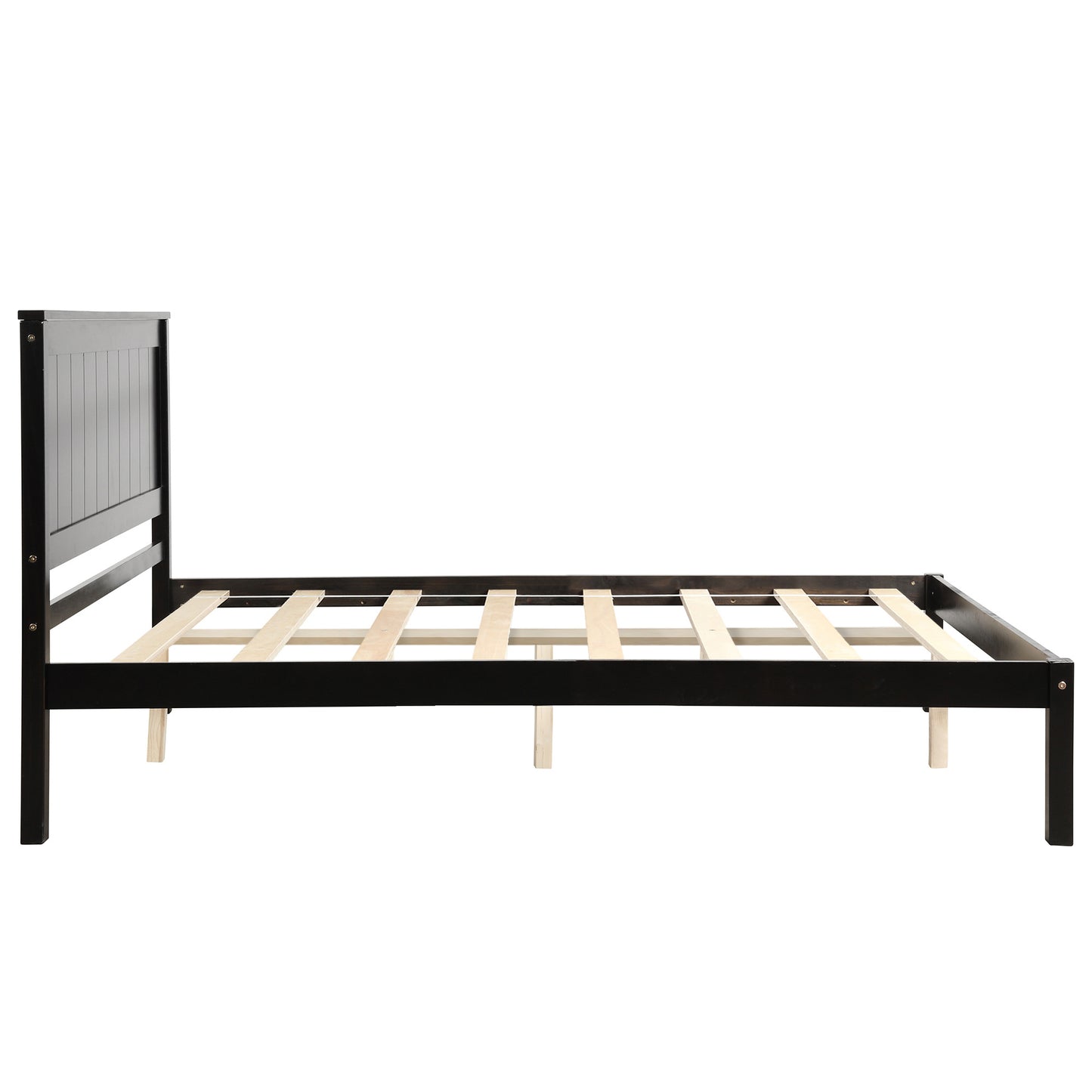 Platform Bed Frame with Headboard and Wood Slat Support