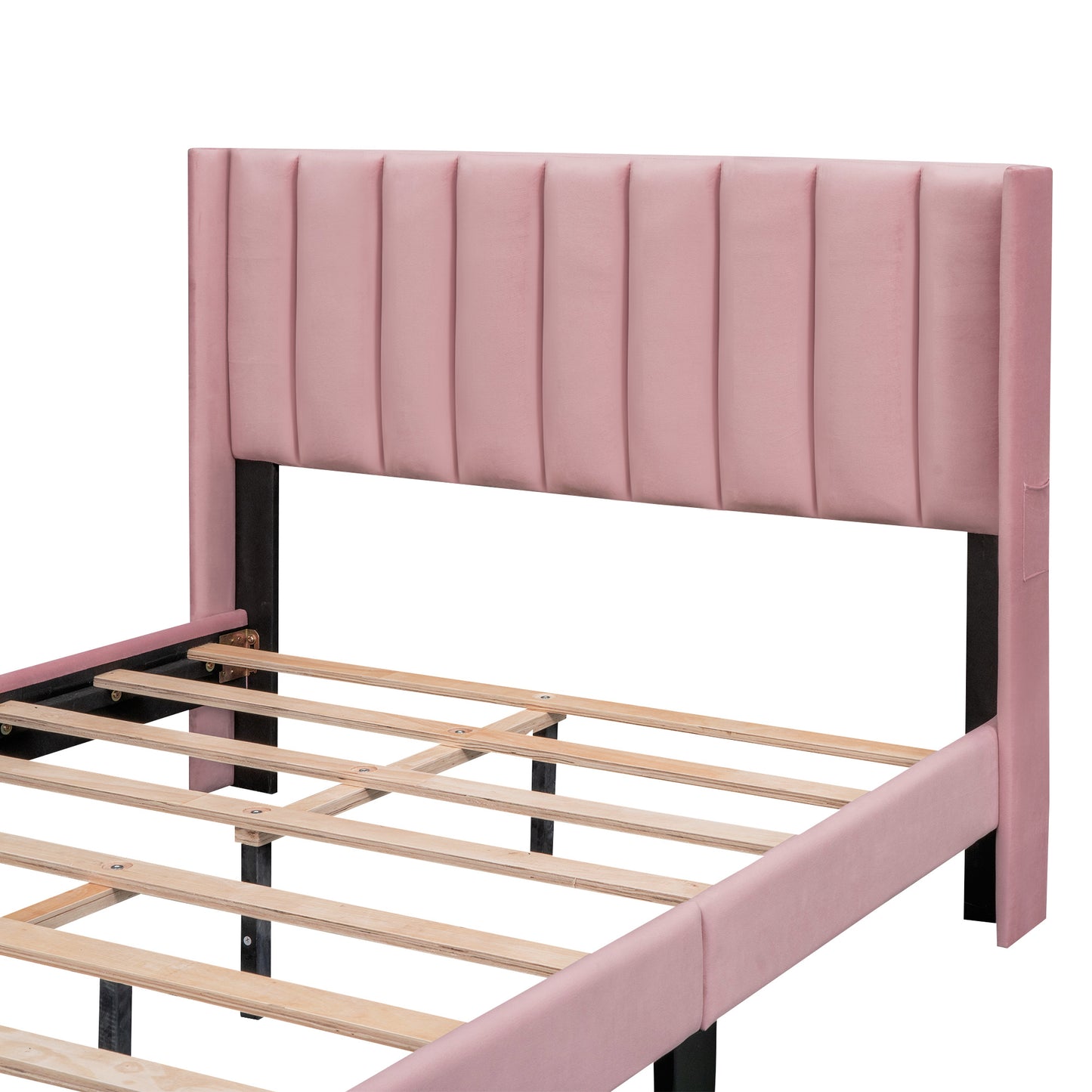 Full Size Storage Bed Velvet  Pink