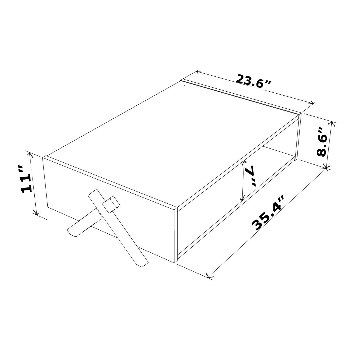 Cross Legs Wooden Frame Rectengular Coffee Table