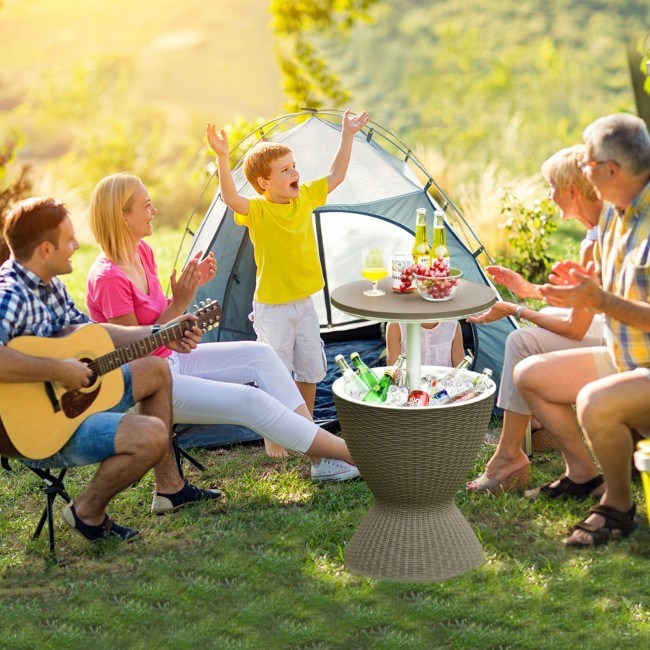 3 in 1 8 Gallon  Rattan Cooler Bar Table