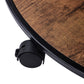 Round Coffee Table with Caster Wheels and Wood Textured Surface