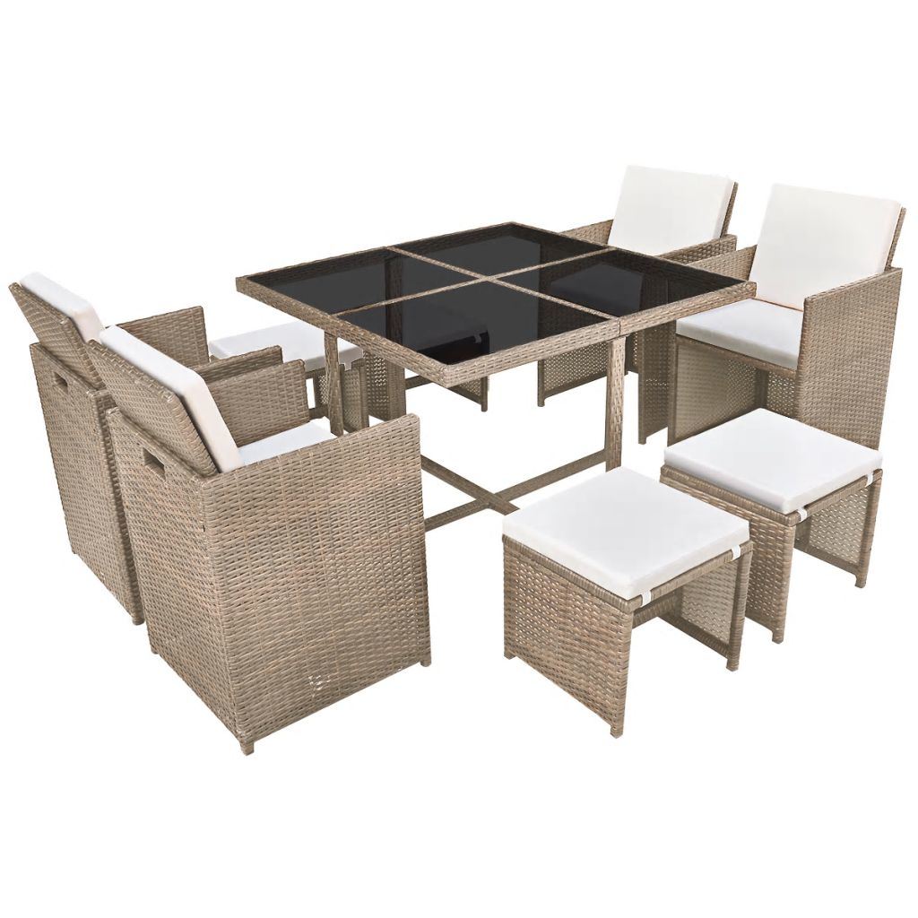 9 Piece Outdoor Dining Set with Cushions