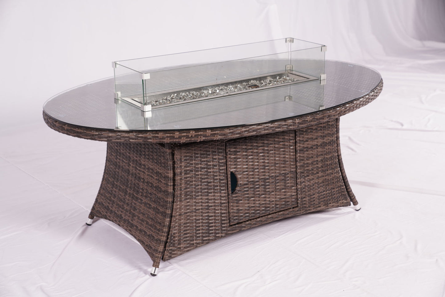 Brown Wicker Patio Firepit  table