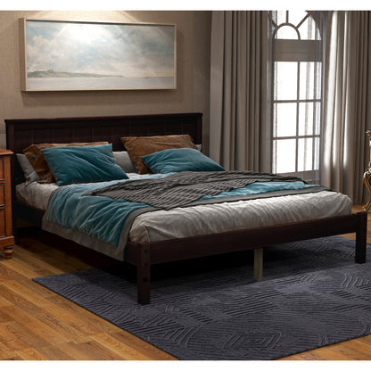 Platform Bed Frame with Headboard and Wood Slat Support