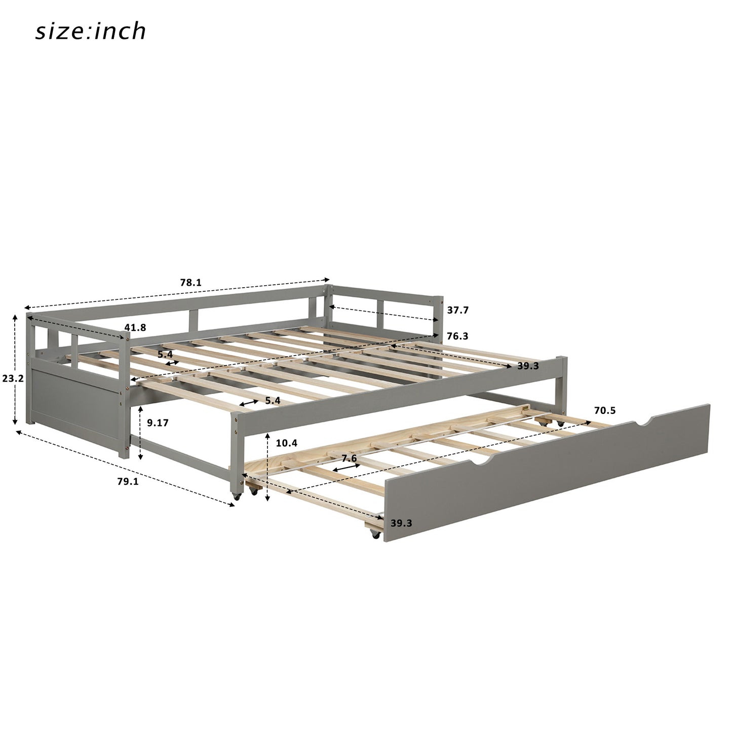 White King Size Daybed with Trundle