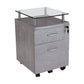 Rolling File Cabinet with Glass Top