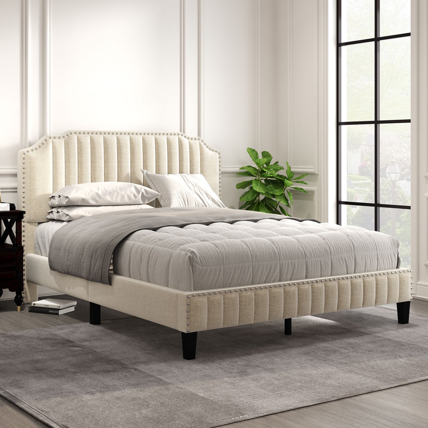 Curved Upholstered Platform Bed