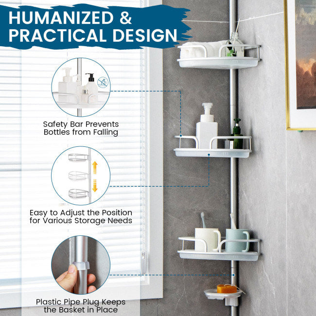 4-Tier Tension Corner Shower Caddy