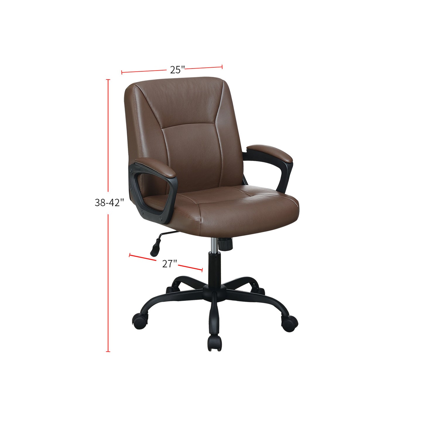 Office Chair with Padded Armrests; Brown