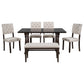 Dining Table and Chair Set with Special-shaped Legs and Foam-covered Seat Backs & Cushions