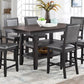 Dark Coffee Finish dining table w 2x Storage Shelves