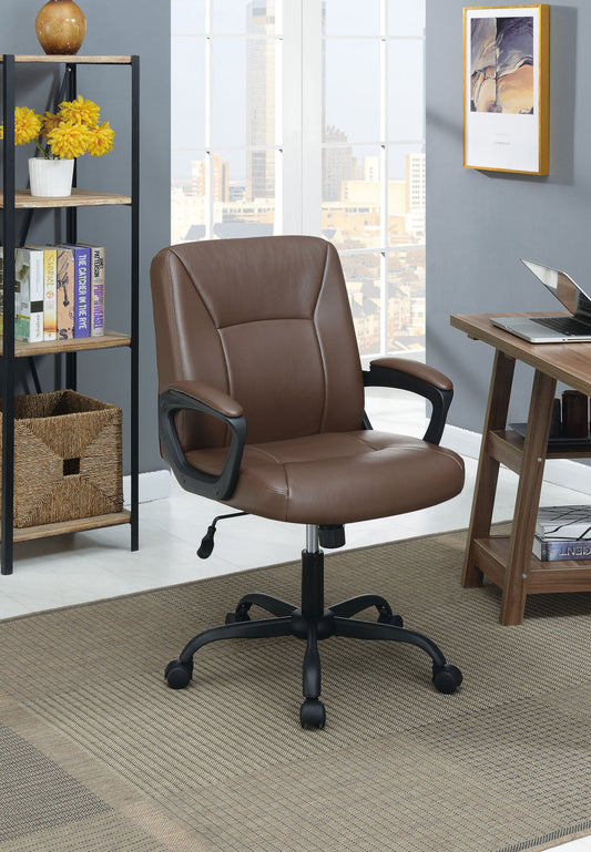 Office Chair with Padded Armrests; Brown