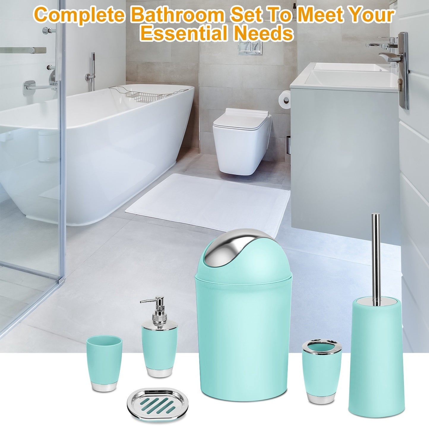 6 Pcs Bathroom Set